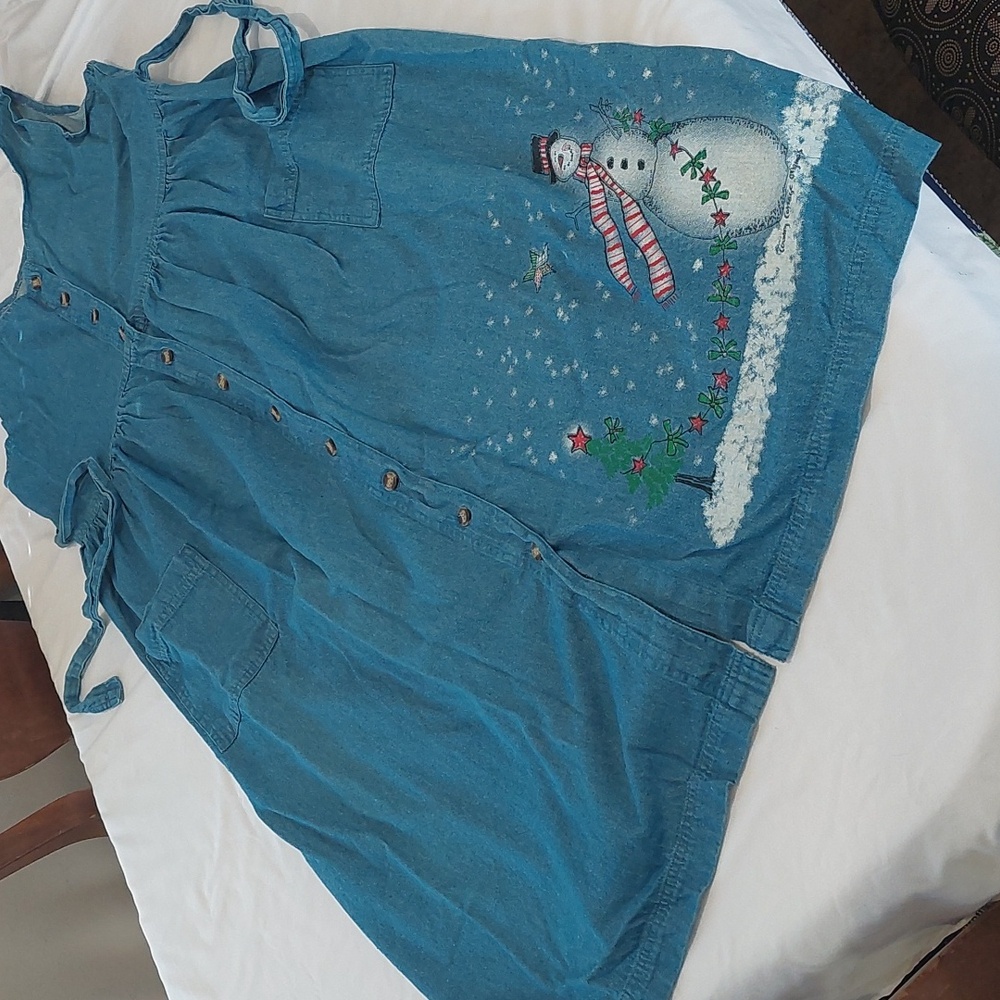 Dominion Apparel VintagevBlue Denim Snowman Dress